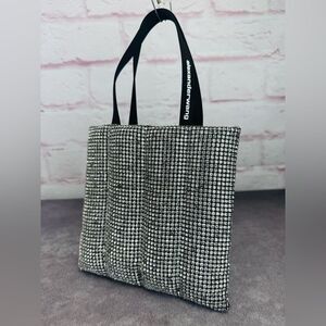 Alexander Wang Mesh Quilted Heiress Black Rhinestone Mini Tote Bag